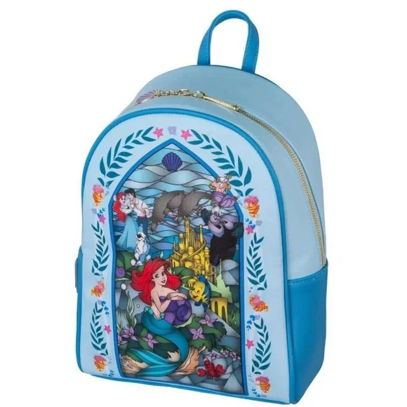 Loungefly Disney Little Mermaid Stained Glass Mini Backpack Characters Bag - Picture 2 of 6